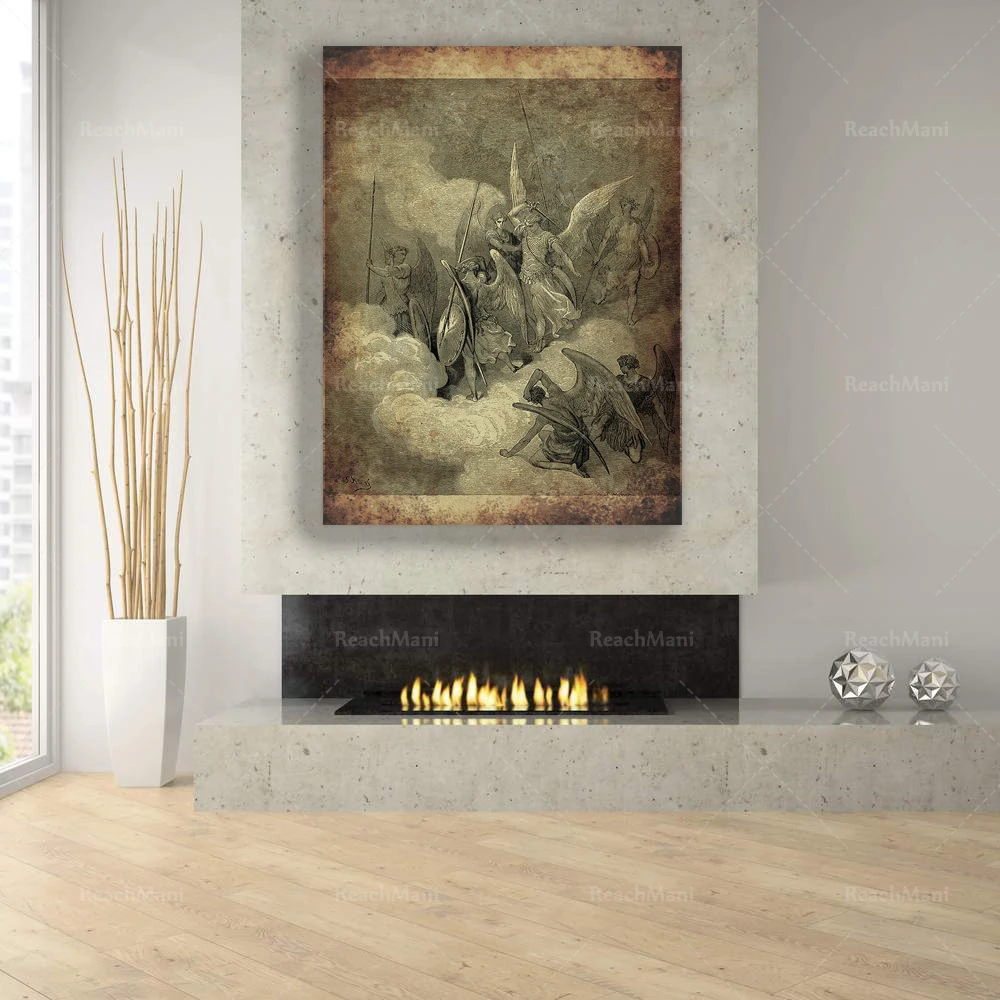 Lucifer and Abdiel Print, Occult Poster, Satanic Decor, Satanic Illustration, Goth Decoration, Witchcraft Print Art