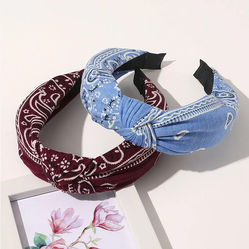 Korea Floral Print Head Hoop Cross Knot Wide Side Headband Women Fabric Hair Band Hair Hoop Girls Hairbands Hair Accessories