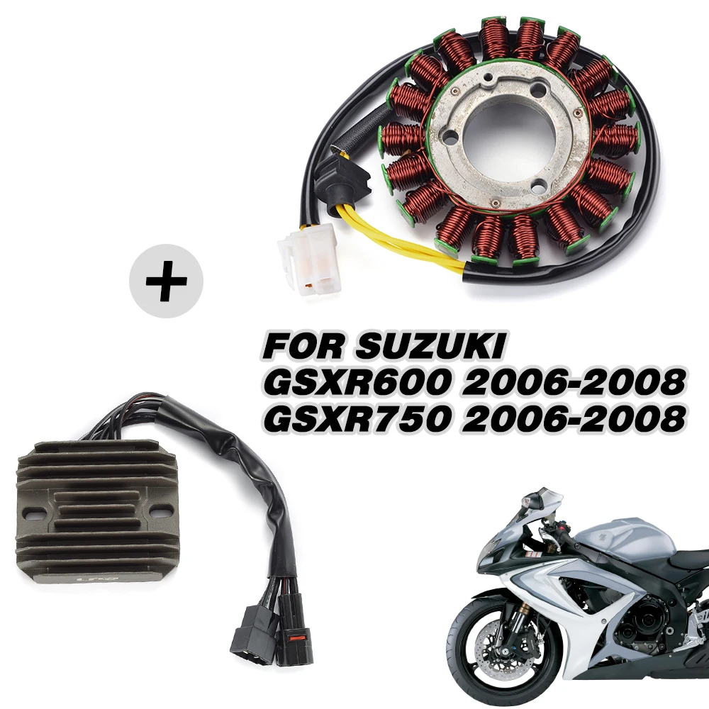 Motorcycle Generator Stator Coil+Voltage Regulator Rectifier Kit For Suzuki GSXR 600 750 GSXR600 GSXR750 GSX-R750 2006 2007 2008