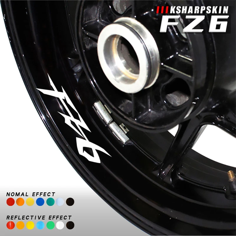 

Motorcycle inner ring logo stickers reflective protection decals night safety reminder film for YAMAHA FZ6 fz6