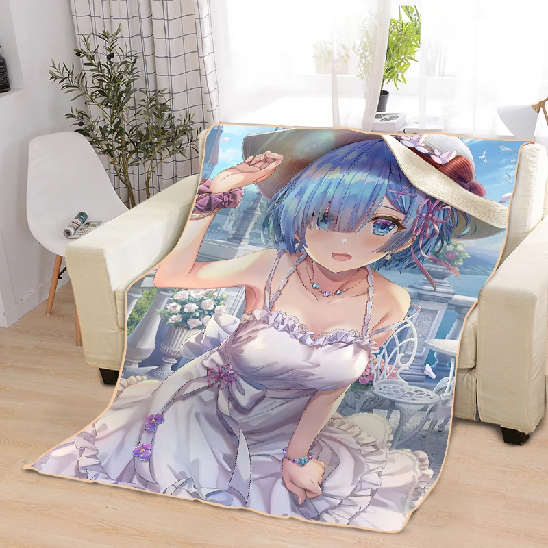 Anime Blanket Re:Life In A Different World From Zero Blanket Flannel Sofa Rem Cute Blanket Throw Custom Winter Blanket for Bed