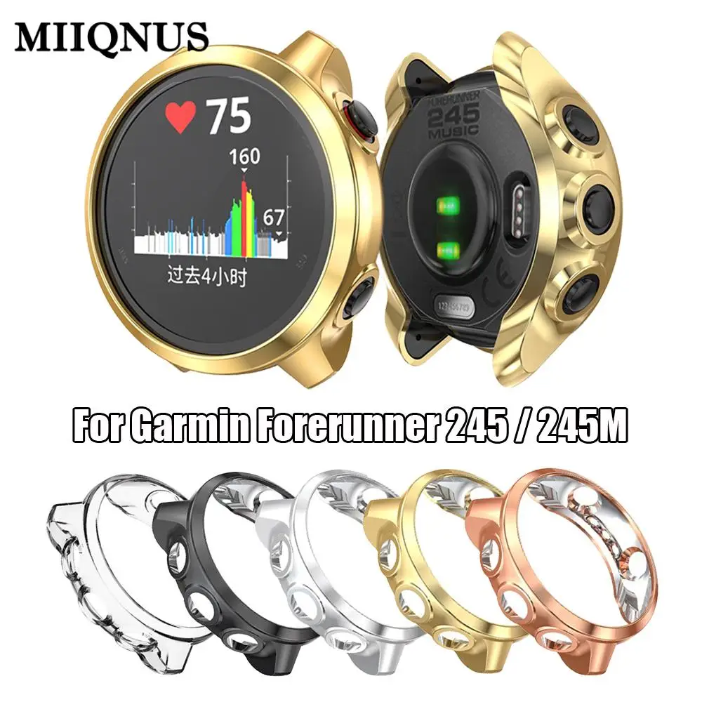 MIIQNUS Soft TPU Watch Case Bracelet Protective Watch Cover Shell Shockproof Screen Protectors for Garmin Forerunner 245 / 245M