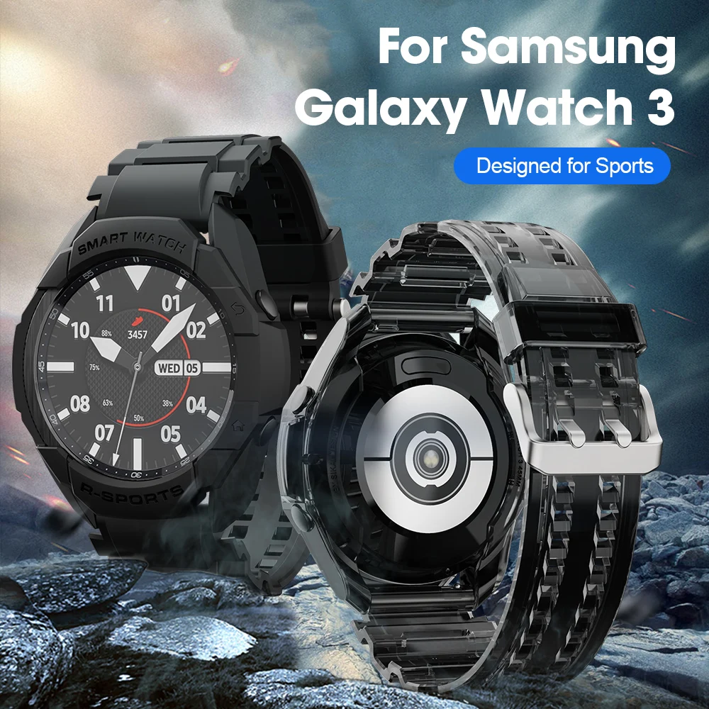 SIKAI 2021 TPU Band Strap Bracelet for Samsung Watch Galaxy Watch 3 45mm TPU Shell Protector Cover Case For Samsung Smart Watch