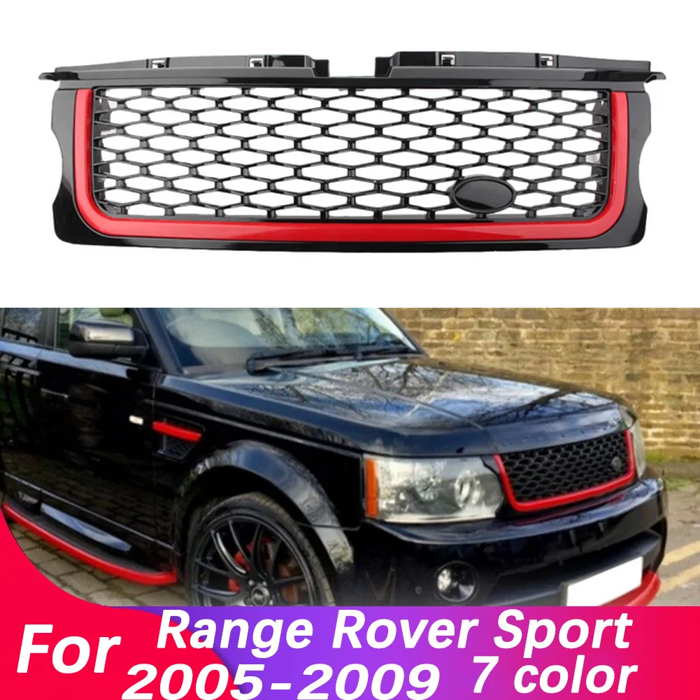 

Car Front Grille Upper Mesh Grill For Land Rover RRS Range Rover Sport 2005 2006 2007 2008 2009 Black Frame Red Edge ABS Plastic