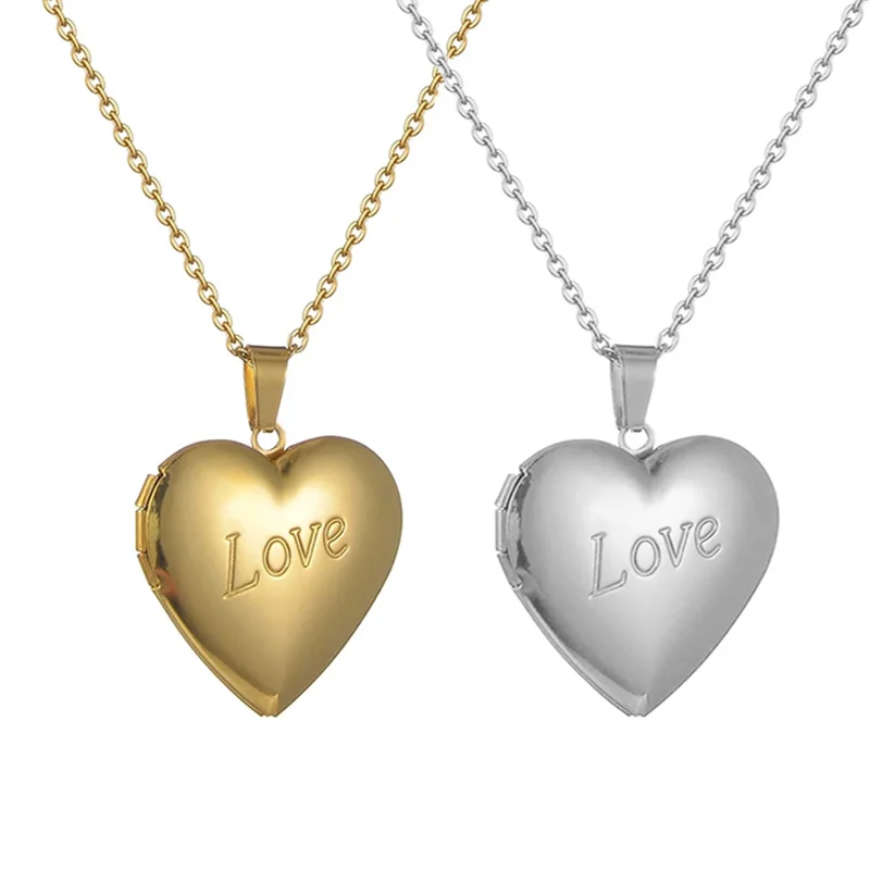 

Dropshipping Stainless Steel Love Heart Locket Necklace that Holds Pictures Lockets Necklaces Pendant Birthday Christmas Gifts