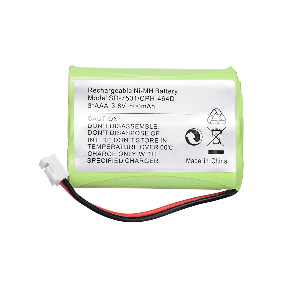 3.6V 800mAh Ni-MH Cordless Home Phone Battery for Motorola SD-7501 V-Tech 89-1323-00-00 AT & T Lucent 27910 CPH-464D 3.6V 3*AAA
