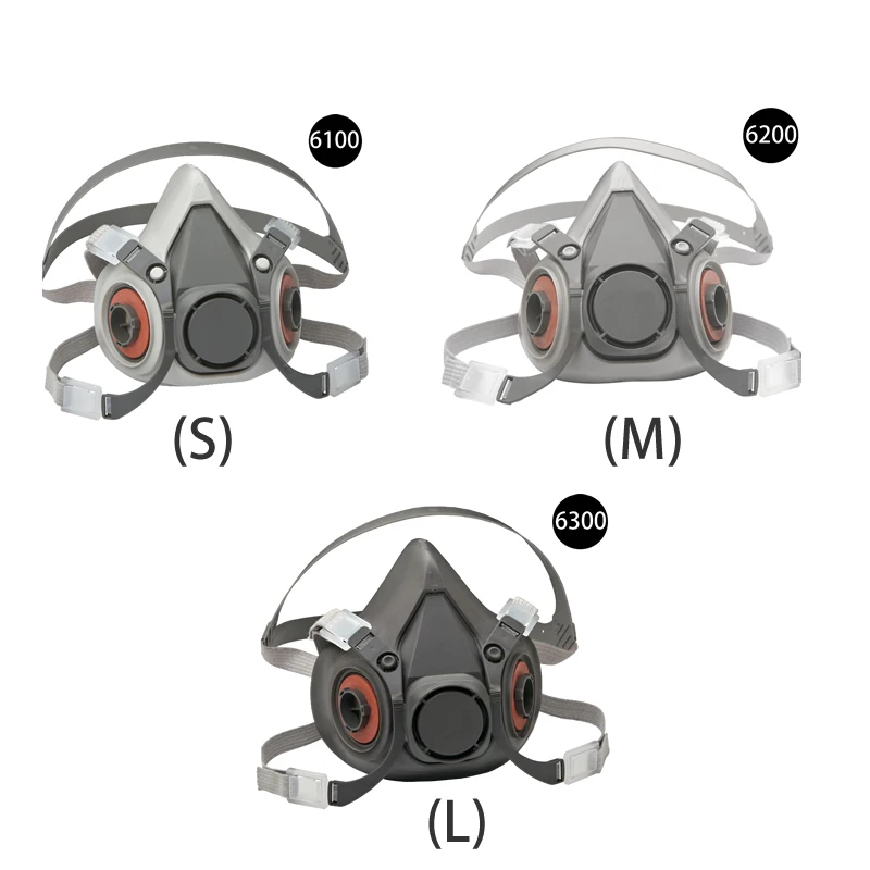 Demi-masque industriel 6100/6200/6300 pour femme et homme, protection faciale, anti-poussière, gaz, respirateur, pour peinture, pulvérisation,