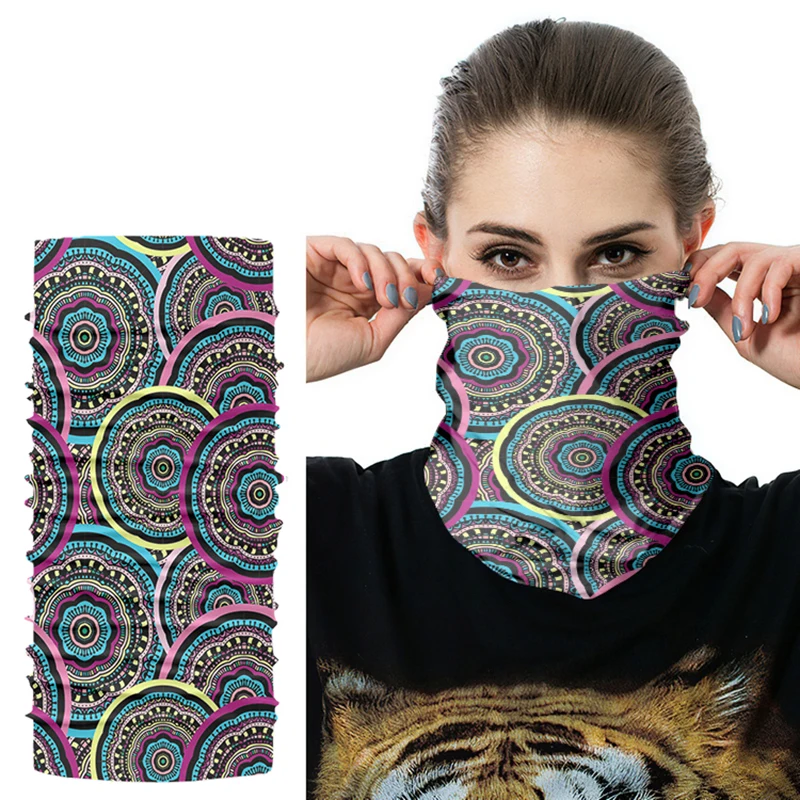 Multifunctional Seamless Magic Scarf Bohemian Ethnic Style Buff Outdoor Hiking Cycling Face Cover Bandana Female Fashion Scarves