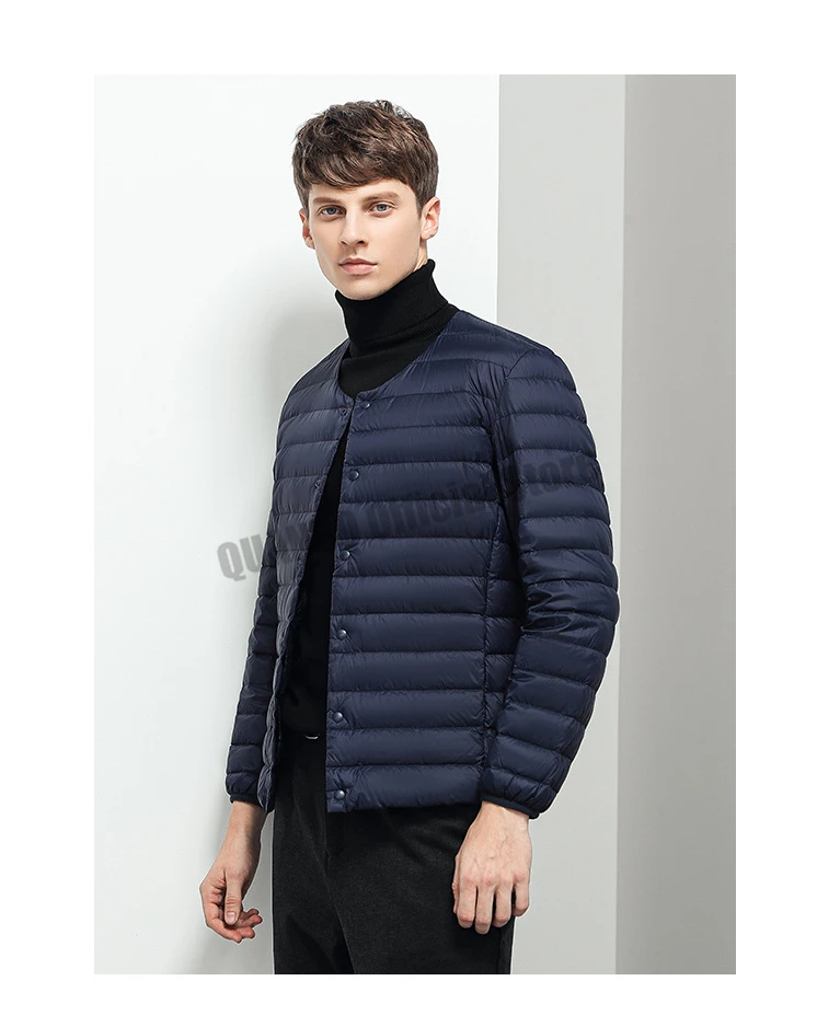 Men's Liner Duck Down Jacket O-neck Variable V-neck 2023 New Men Winter Keep Warm Collarless Ultralight Quilted Puffer Coat