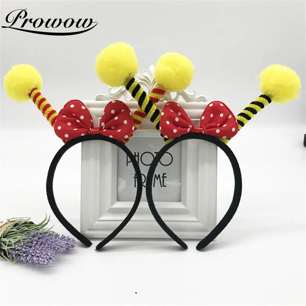 Prowow 1PCS Children Day Cartoon Kids Girl Hairband Ladybug Bee Ants Party Cosplay Hair Accessories Bow Crown Feelers Headwear