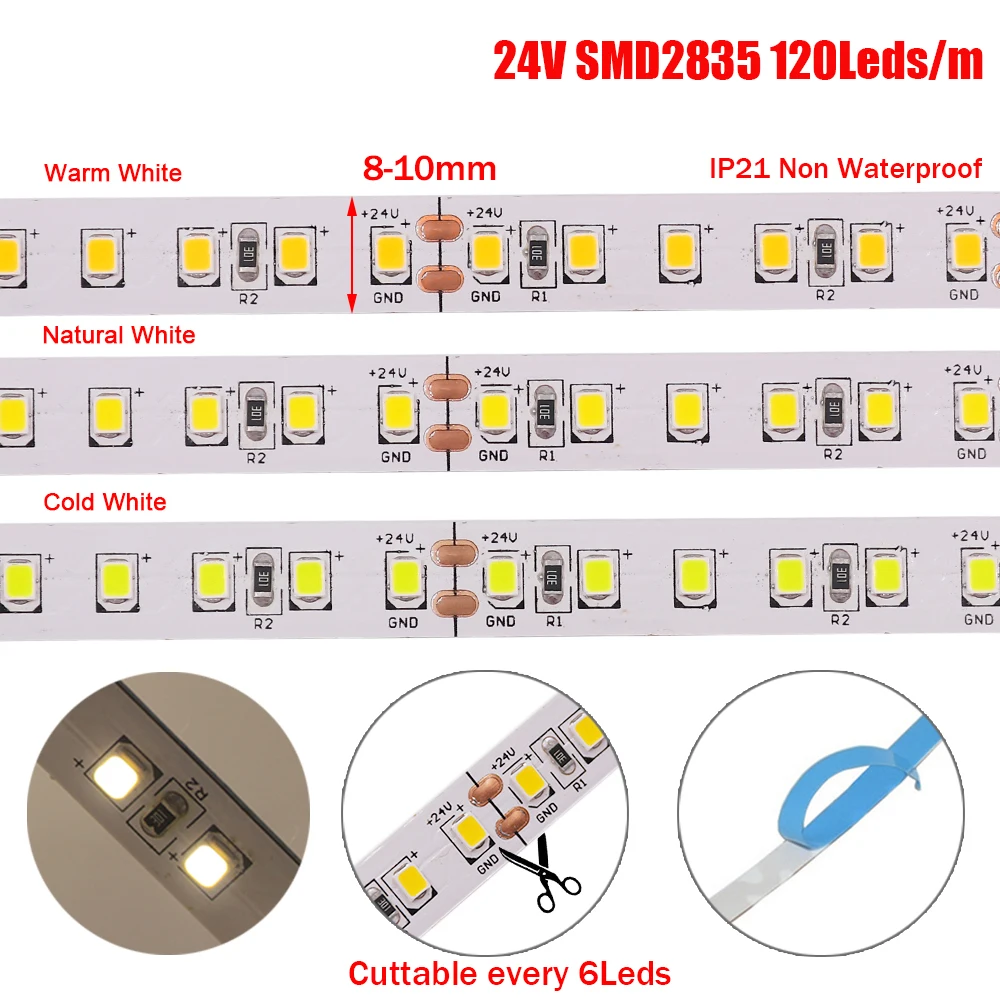 Taśma LED 12V 24V SMD2835 5m 10m 15m 20m elastyczna taśma wstążka 120/240/480LED 3000K 4500K 6000K LED liny pasek diody światła wystrój