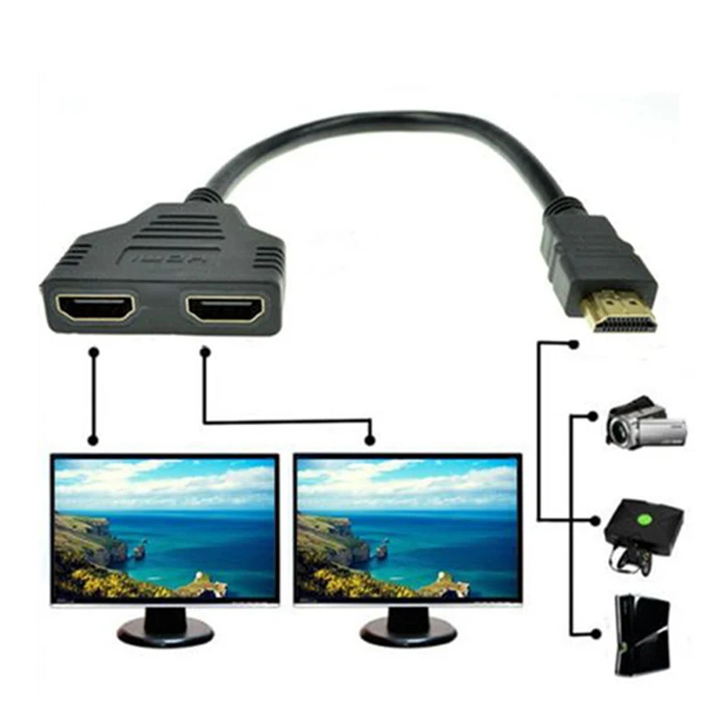 Collectie Kabel HDMI-compatible Splitter Cable 1 Male To Dual  2 Female Y Splitter Adapter In HDMI-compatible Hd Led Lcd Tv