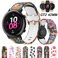 For Huawei Watch GT 2 42mm Silicone Band Wrist Fashion Printing Replacement Watchbands Bracelet GT2 20mm Watch Strap