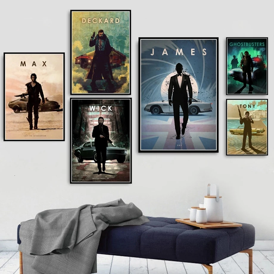 Pintura en lienzo, carteles e impresiones, arte de pared, imagen, Blade Runner, película, coche, leyendas, póster Vintage, decoración del hogar, Plakat