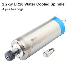 CNC Spindle Motor 2.2 Kw ER20 Water-Cooled Spindle 4 PCS Bearing 24000rpm Diameter 80mm, Used For CNC Router Engraving Machine