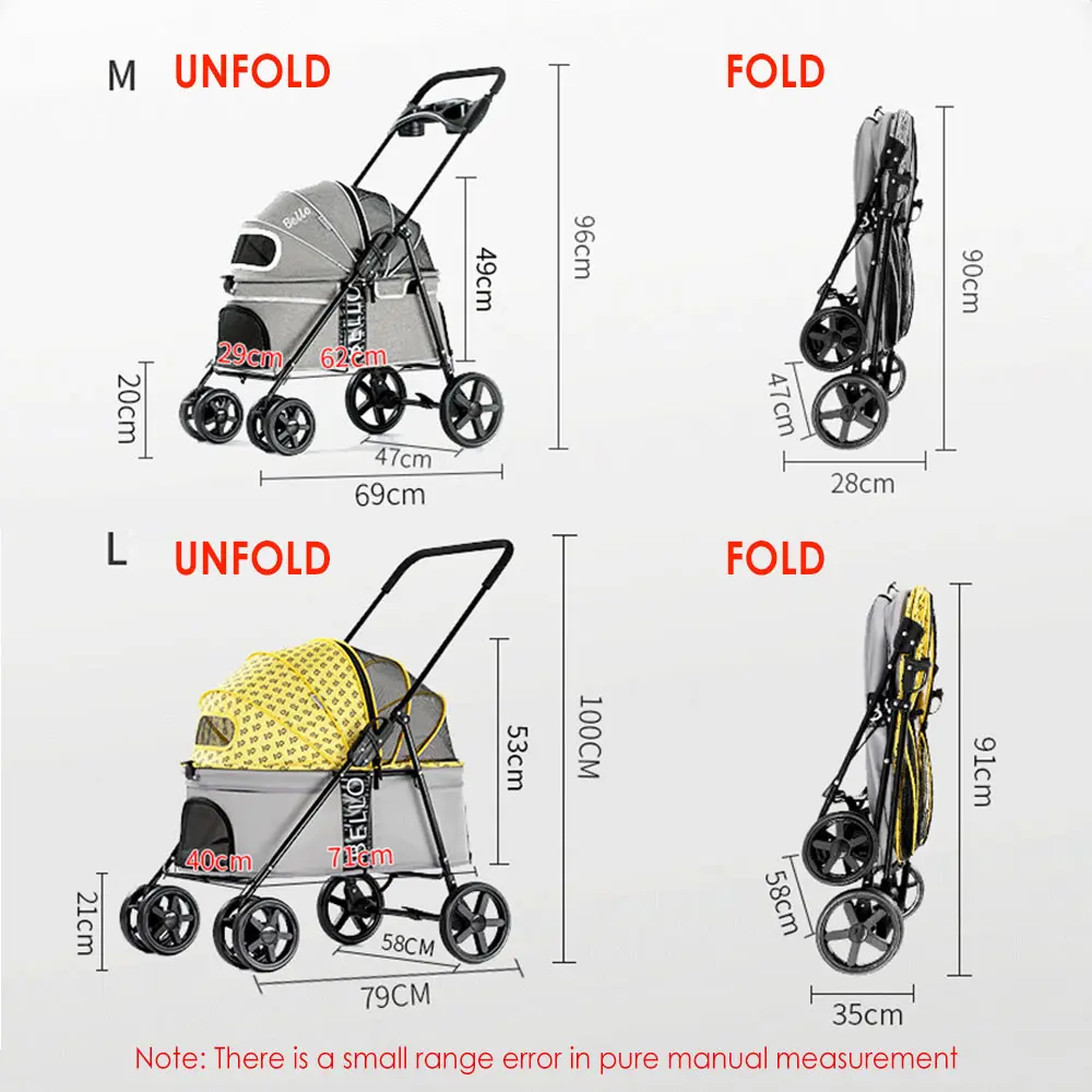 Pet Cat Stroller Newborn Baby Stroller Breathable Large Capacity Dog Transporter Carrier Outdoor Travel Vehicle With Cup Holder