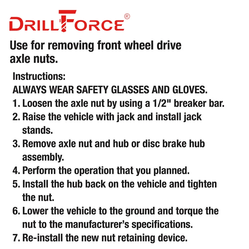 Drillforce 8-46mm Heavy Duty Deep Impact Wrench Socket Head 1/2\