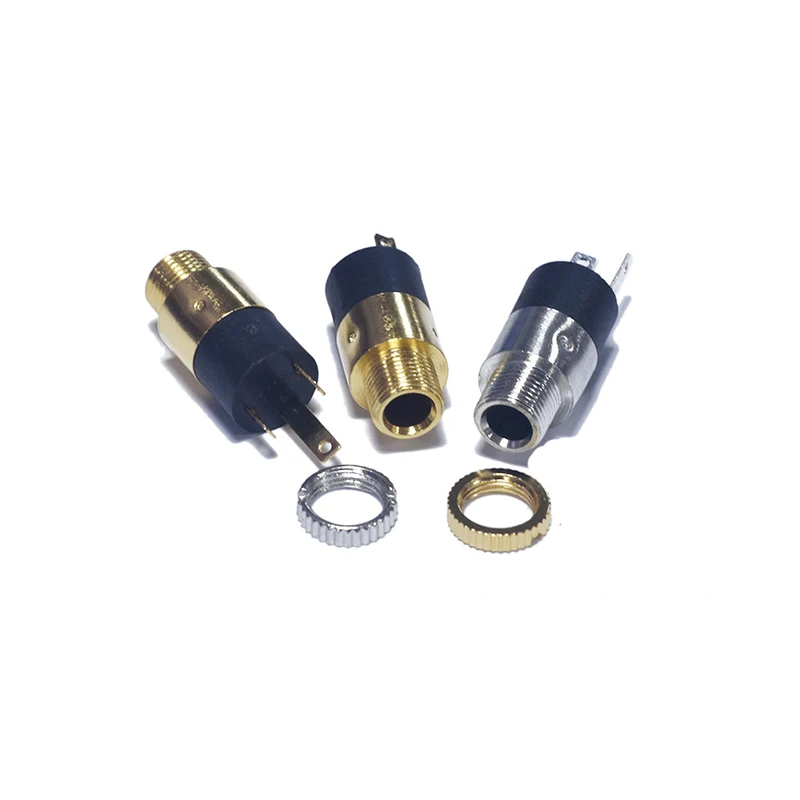 10PCS/LOT PJ392 3.5MM Stereo Female Sockect Jack with Screw 3.5 Audio Headphone Connector PJ-392 Cylindrical Socket SILVERGolden