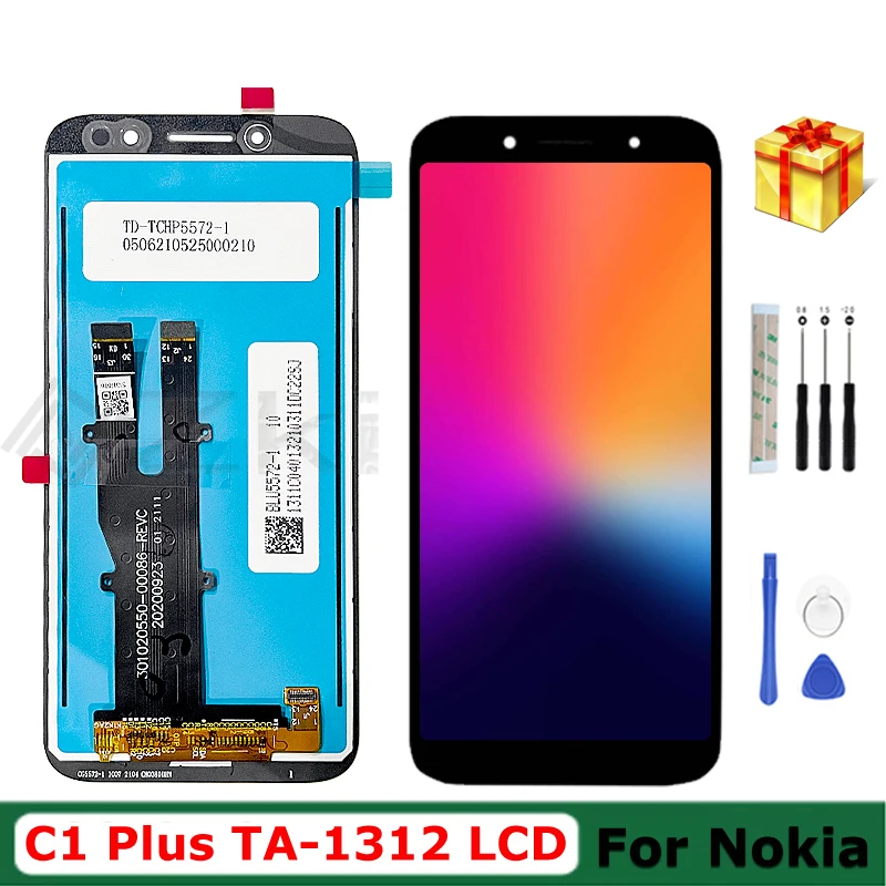 

5.45" AAA Tested For Nokia C1 Plus LCD Display TA-1312 Full Glass Panel Touch Screen Digitizer Assembly Replacement Parts C1+