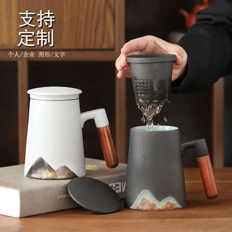 

mountain design ceramic tea mugs with filter ceramic coffee cup chinese tea cup 400ml