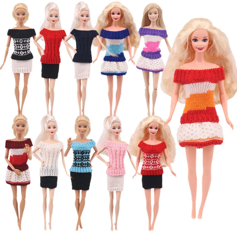 High Quality Handmade Knitted Pure Cotton Sweater Dress Tops Options Doll Clothes Accessories for Barbi Doll 11.5 Inch Girl Toy