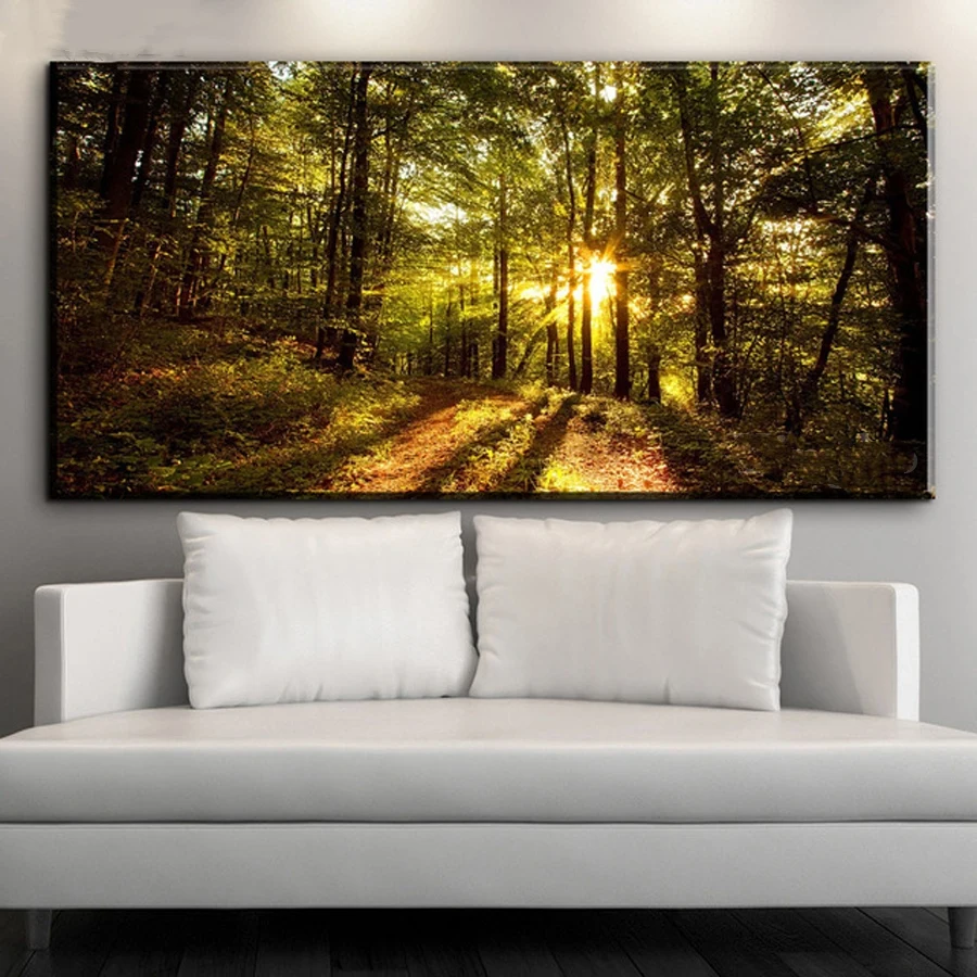 

DIY Diamond Painting Sunrise forest landscape Diamond Mosaic pattern Diamond Embroidery Round Drill Set