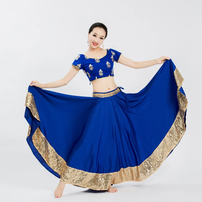 Indian Dance Skirt For Women Adult Size Big Swing Multicolor Skirt Belly Dance Bollywood Dance Stage Performance Clothes DQL6630