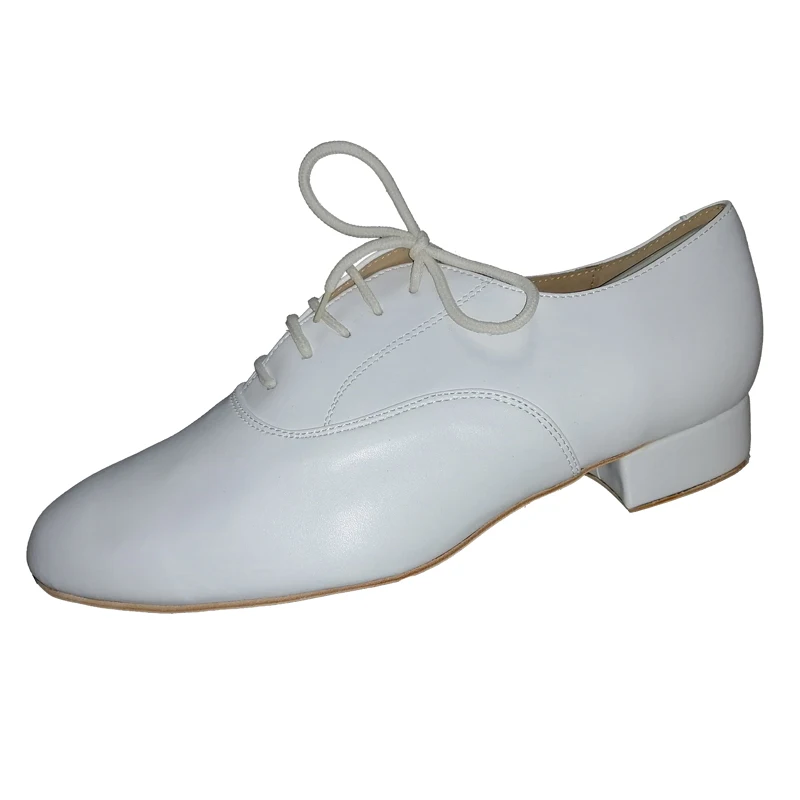 Customized Practice Latin Ballroom Dance Shoes for Men 2.5cm Heeled White Leather Party Dance Shoes Men's Latin Dancing Shoes