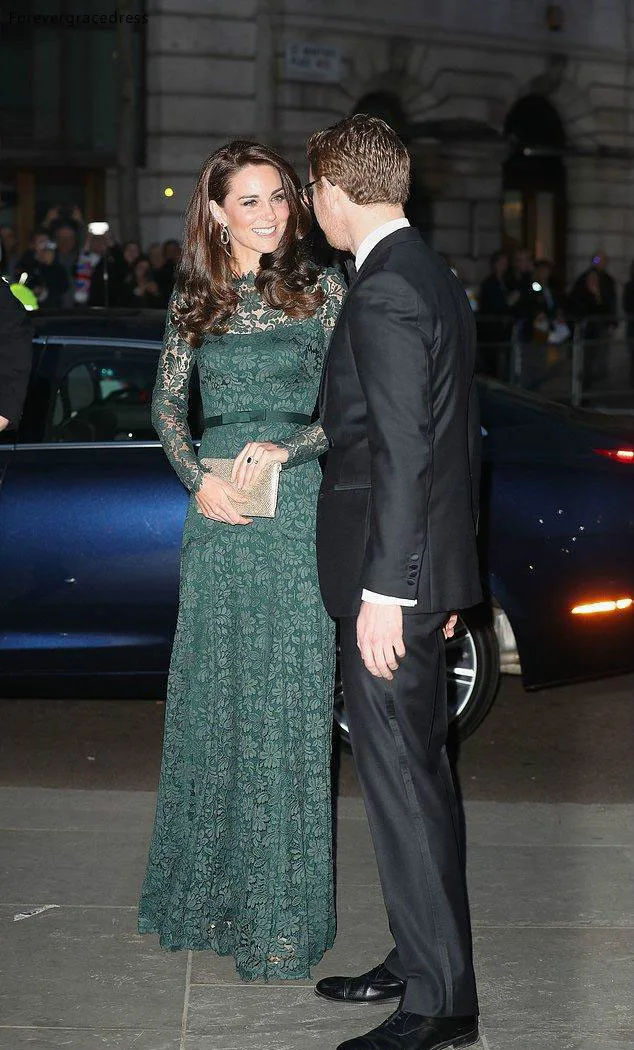 Kate Hunter-robe de soirée en dentelle verte, robe de bal de standing, manches longues, vêtements de fête pour mères, robe de standing, grande taille, manches longues