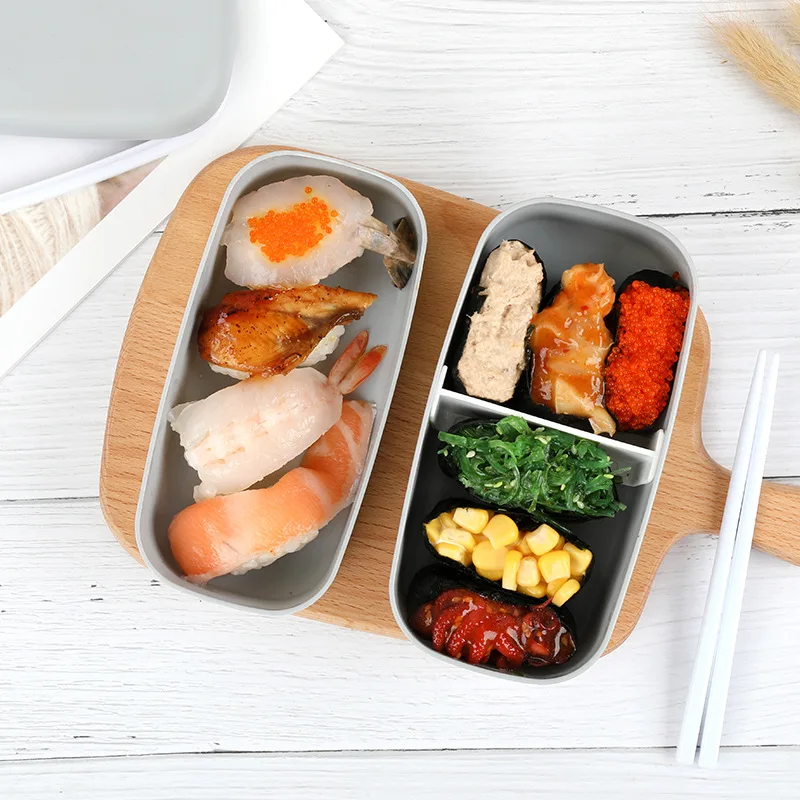 Small Plastic Lunch Box Cute Bento Kids Lunch Box 2 Layers