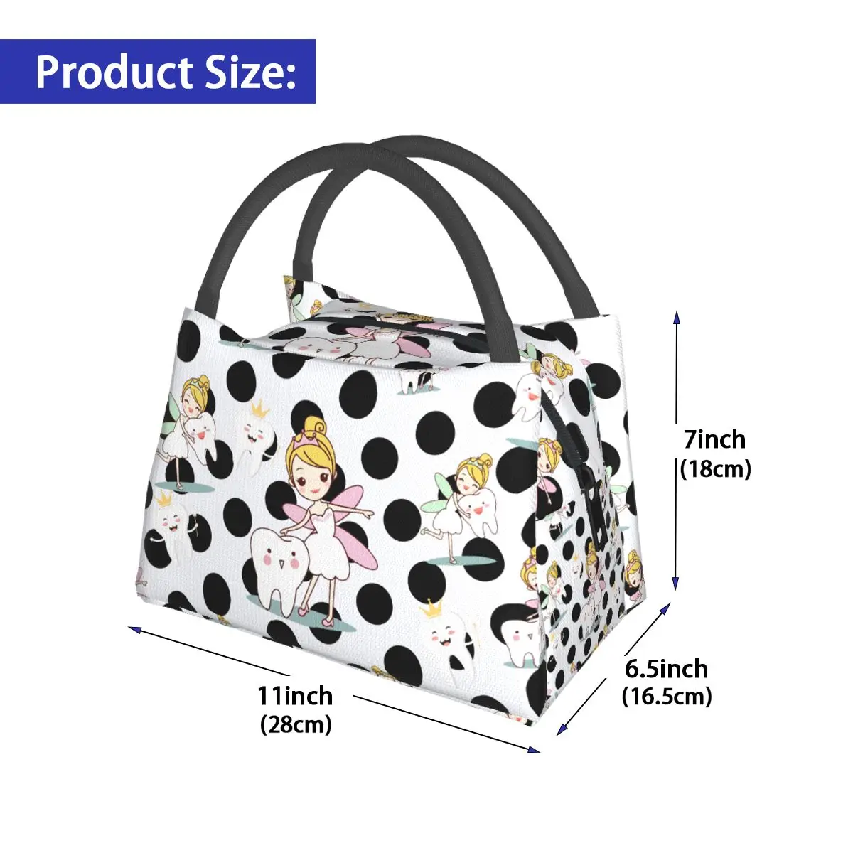 Portable Lunch Bags For Women Health Theme Nurse Teeth Print Picnic Bags Insulated Thermal Lunch Pouch School Food Storage Bag