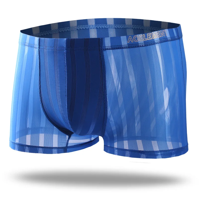 Sexy Underwear Men Boxers Shorts Homme Ultra Thin Transparent Ice Silk Underpants Male Breathable Panties Cueca Calzoncillo