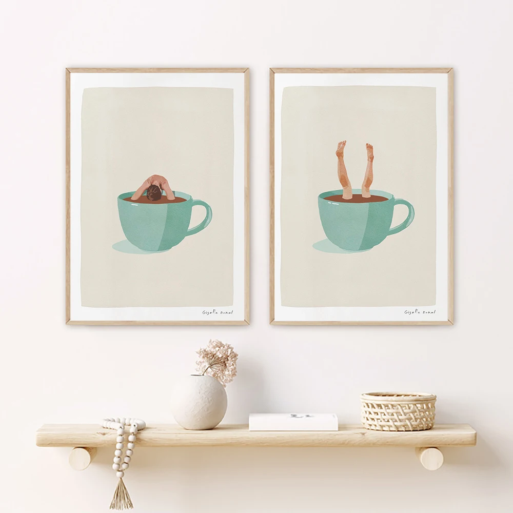 Kitchen Art Decor Minimalist Coffee Posters Coffee Drinker Gift Addict Funny Wall Art Canvas Painting Pictures For Dining Hall