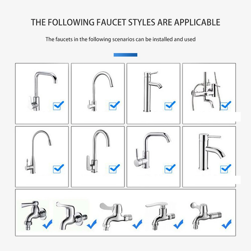 360°Rotatable Bubbler Aerator Kitchen Faucet Diffuser 3 Modes Water Saving Extended Hose Filter Shower Head Home Tap Connector