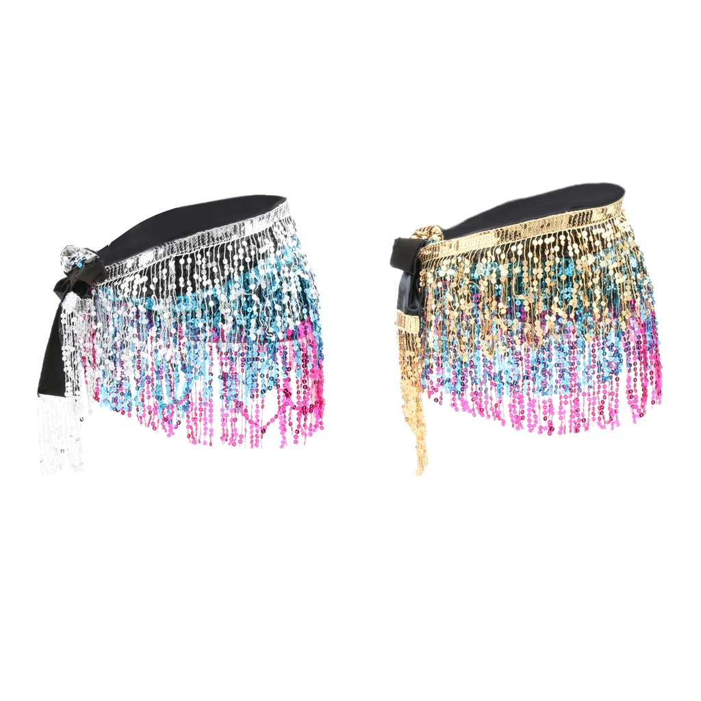 Sequin Belly Dance Hip Wrap Scarf Skirt Belt Dancing Costume Dancewear Raves