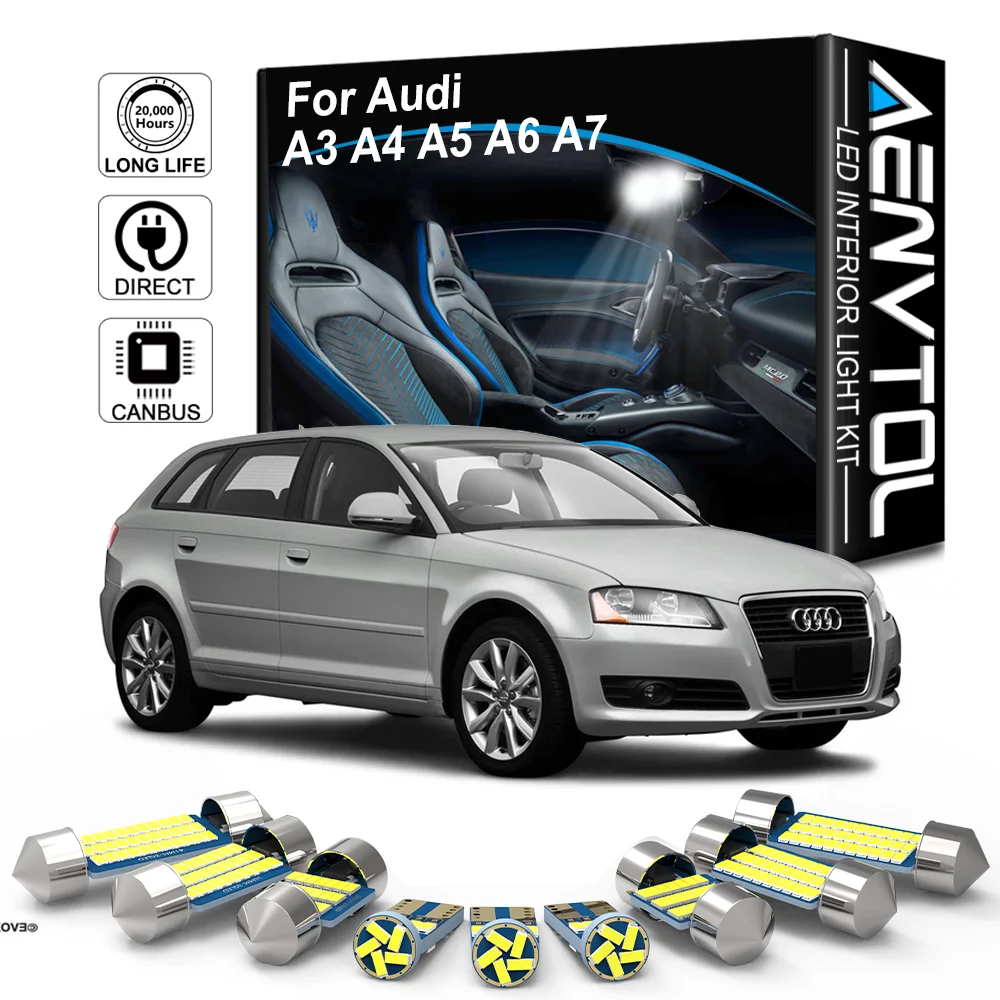 AENVTOL Canbus For Audi A3 8L 8V 8P A4 B5 B6 B7 B8 A5 A6 C5 C6 C7 A7 A8 D2 D3 Vehicle LED Interior Dome Light Accessories Kits