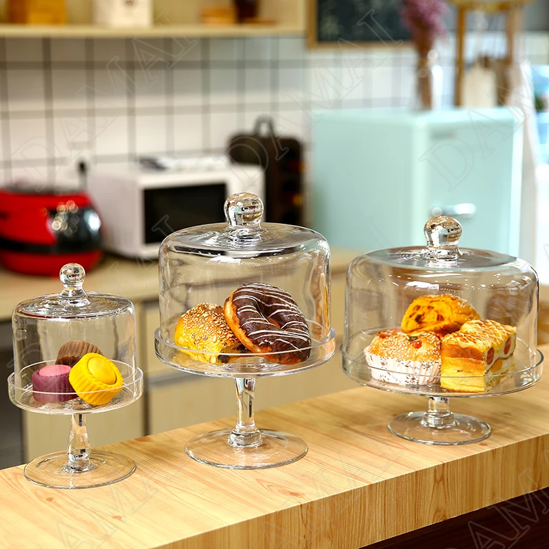 

European Glass Storage Jars with Lid Transparent Candy Jar Tall Feet Fruit Dessert Table Simplicity Home Decoration Ornaments