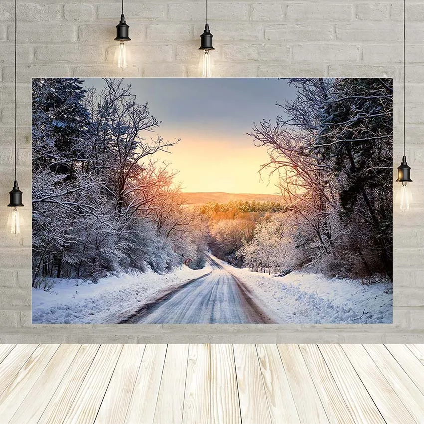 

Avezano Winter Photography Background Christmas Jungle Snow Path Sunrise Baby Portrait Backdrop Photocall Photophone Decorations