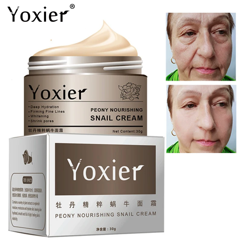 

1PCS Face Cream Moisturizing Nourishing Anti-Aging Anti-Wrinkle Refinement Pore Brightening Repair Collagen Snail Skin Care 30ml