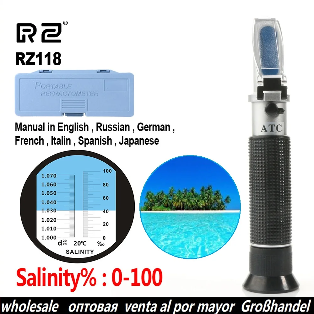 บราซิล Refractometer แอลกอฮอล์ Meter ATC RZ118 RZ120/126 RZ127แบบพกพา Refractometer สำหรับน้ำเค็มน้ำตาลวัดสัตว์เลี้ยงฮีโมโกลบิน