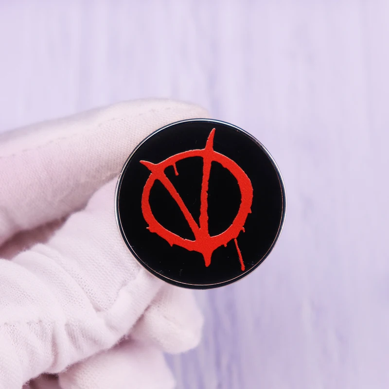 V for Vendetta Logo Vintage Pin Button Badge Insignia Political Anarchist Anonymous