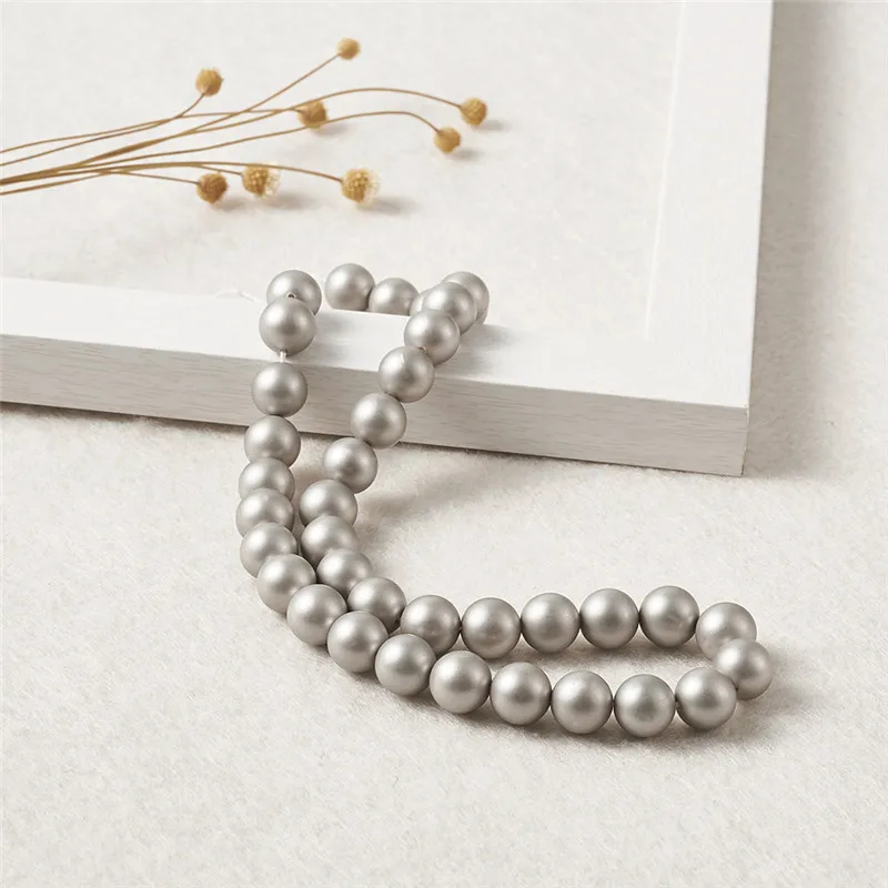 1 Strand Round Frosted Shell Pearl Beads Strands Loose Spacer Beads for Jewelry Making DIY Accessories Findings 4 6 8 10 12mm