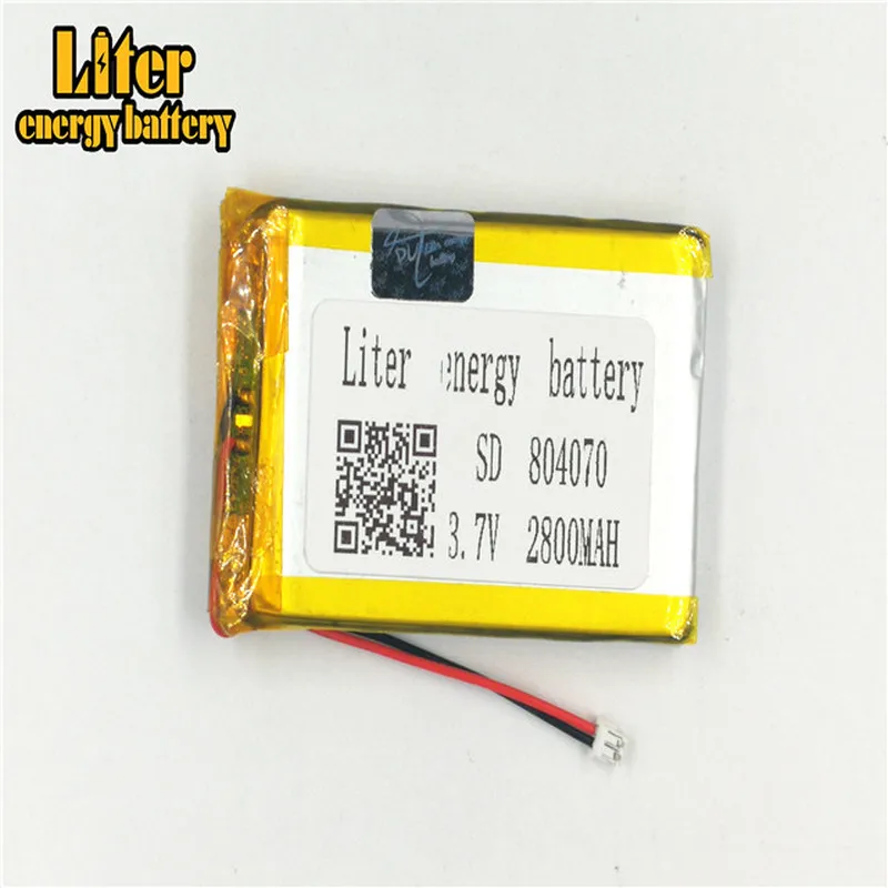 1.5MM 2pin złącze 3.7V 804070 2800mah Ultra cienka Lipo baterii, cienki Film bateria litowa akumulator litowo-jonowy