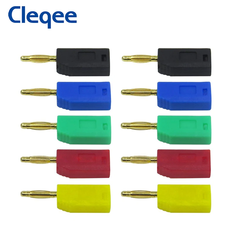 

Cleqee P3012 10PCS Stackable 2mm Banana Plug Gold Plated Copper Connector to 2mm Socket Jack Can Be Welded/soldered 30V/10A