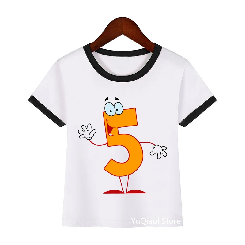 funny kids clothes Number 5 cartoon print t-shirt for girls/boys harajuku shirt kawaii children clothing graphic tshirts boys