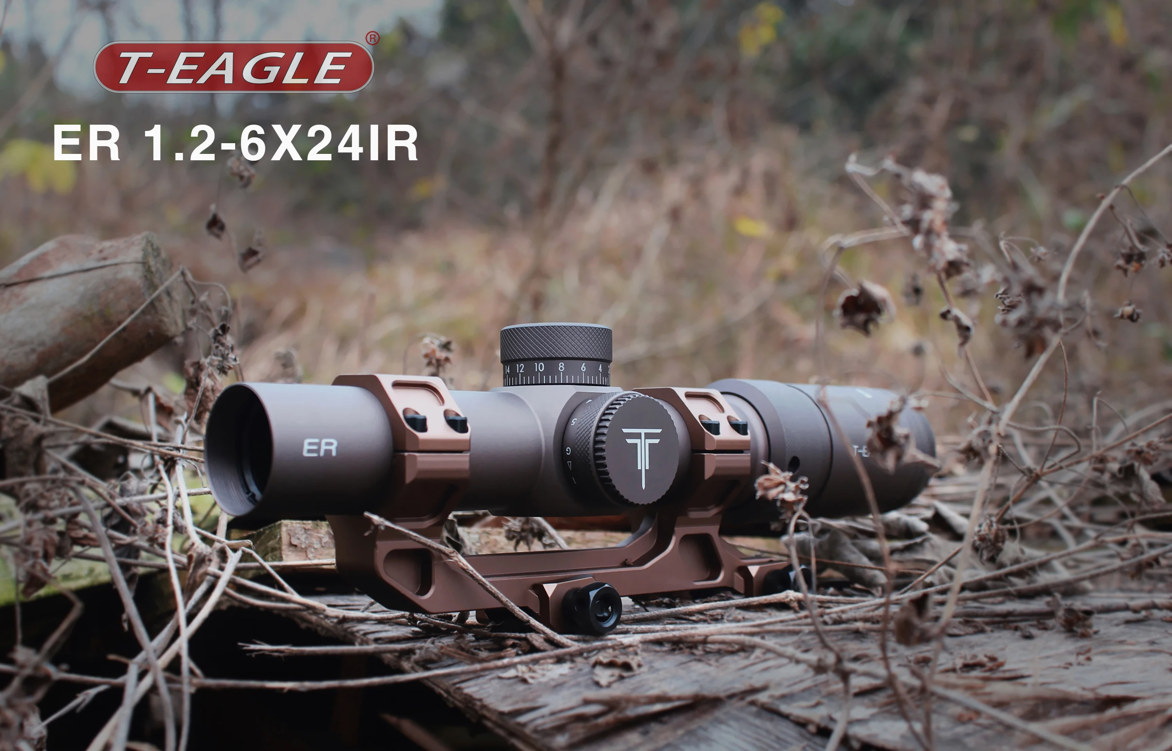 Teagle ER 1.2-6X24 IR Brown Color Aluminum Tactical Optic Sight Riflescope Sniper Airsoft Air Guns Red Dot Mounts For Hunting