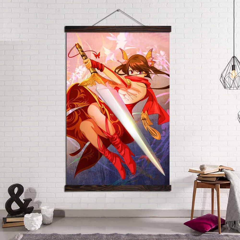 

Wall Art Print and Poster Canvas Painting Modern Pictures Home Decor for Living Room Cool Japanese Samurai Woman