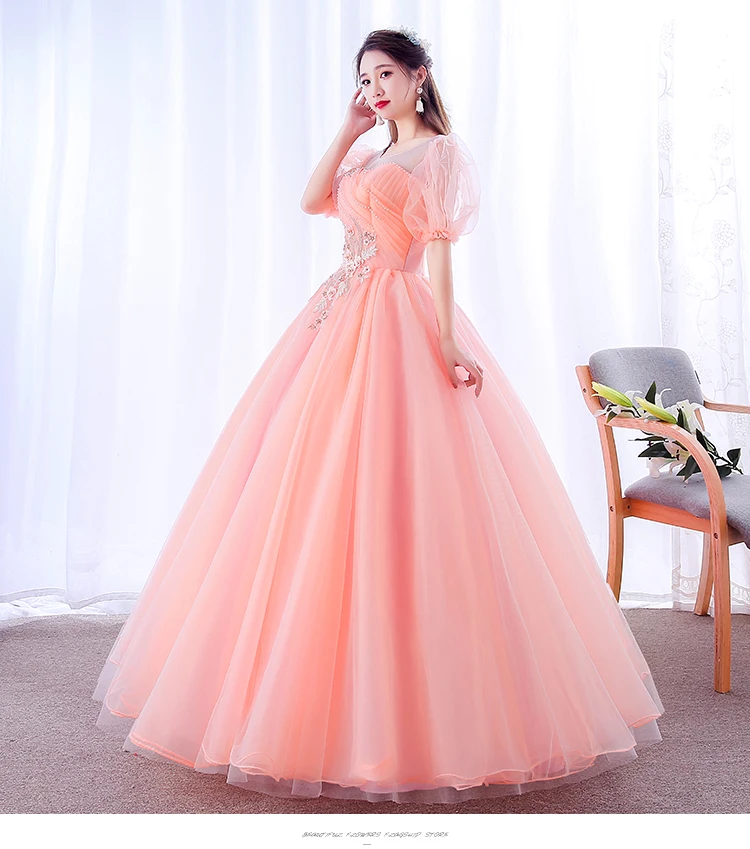 Vestido de festa Quinceanera Gryffon, vestido de baile manga curta, vestidos de ilusão, 2021