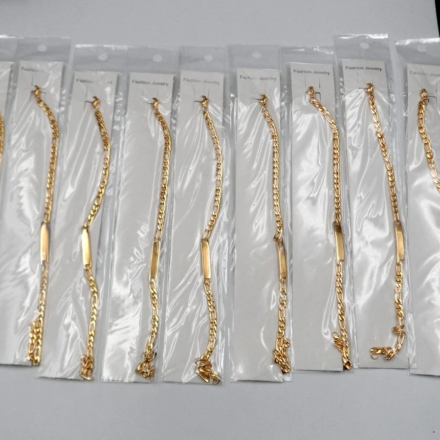 5pcs Lot Fashion Cute ID Bracelet Stainless steel jewelry Gifts for women men Thin 4mm 8.66''