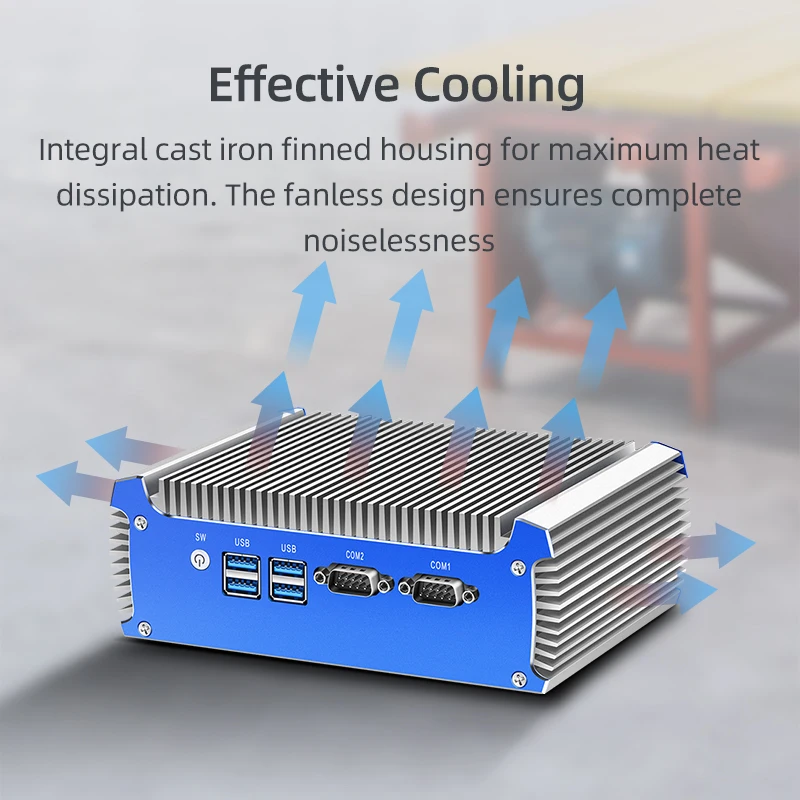 XCY-Mini PC Industrial Sin ventilador, Intel Core i7-4500U, puertos serie 2x RS-232, Dual GbE LAN 4x, USB, compatible con WiFi, Windows y Linux